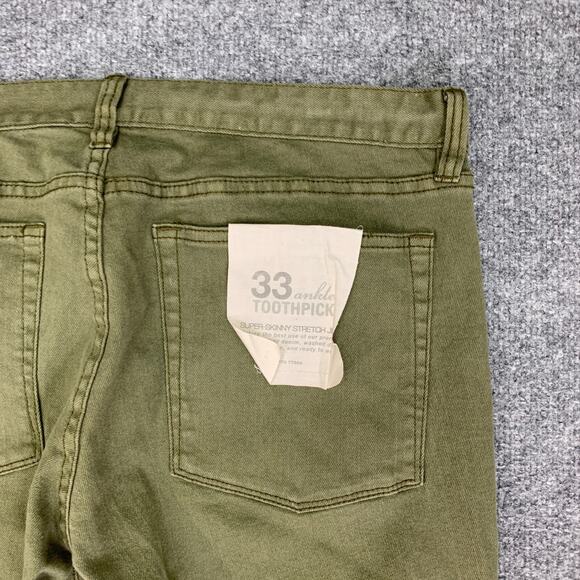 J Crew Jeans Mens 33 Ivy Green Toothpick Ankle Super Skinny Stretch 5 Pocket - Picture 9 of 11
